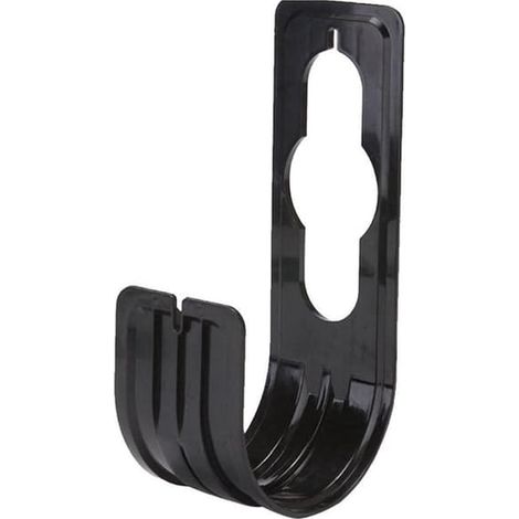 Support de tuyau d'arrosage en métal noir, extensible, avec crochet et enrouleur mural en plastique. (1/5)
