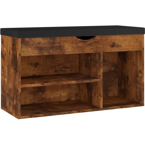 Banc à chaussures bottes commode étagère meuble entrée rangement avec coussin bois d'ingénierie marron