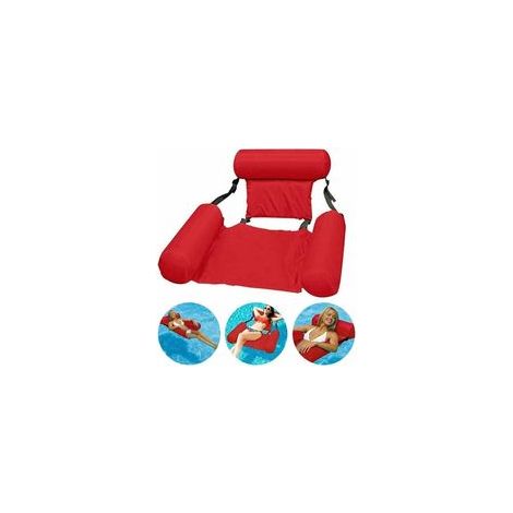 Hamac de piscine flottant rouge – Fauteuil inclinable en tissu Oxford et PVC – Taille 100 x 120 cm – Flottabilité semi-immergée (1/3)