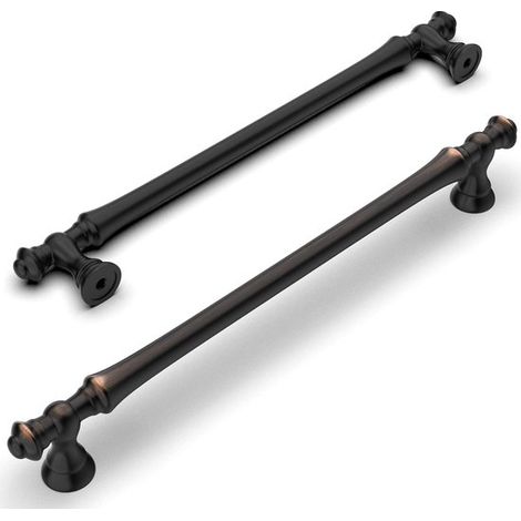 Juego de 2 tiradores de latón cepillado para muebles,Distancia entre orificios: 228 mm,Fabricados en aleación de zinc,Aptos para cocinas (1/5)