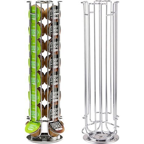 Porte-capsules de café pour 24 capsules Dolce Gusto, support de rangement pour capsules de café, rotatif, argenté (1/5)