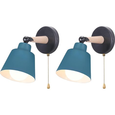 2PCS Modern Wall Light E27 Minimalist Retro Wall Sconce Nordic Indoor Wall Lamp For Bedroom Office Corridor Hallway Blue
