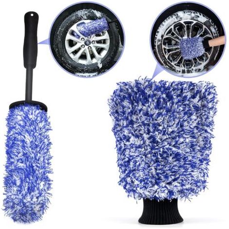 royaluxe-Brosse à Jante Gant de Lavage de Voiture, La Brosse de Nettoyage de Jante en Microfibre élimine la Saleté Tenace sans Effort pour Nettoyer Le lit de Jante, Les Jantes en Aluminium