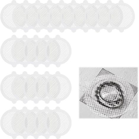 Lot de 25 Attrape-Cheveux Jetable pour Douche, Filtres Adhésifs Anti-Cheveux Jetable pour Evacuations, Autocollants Jetables pour Canalisations de Douche, Grilles pour Bonde de Baignoire, 11cm (1/5)