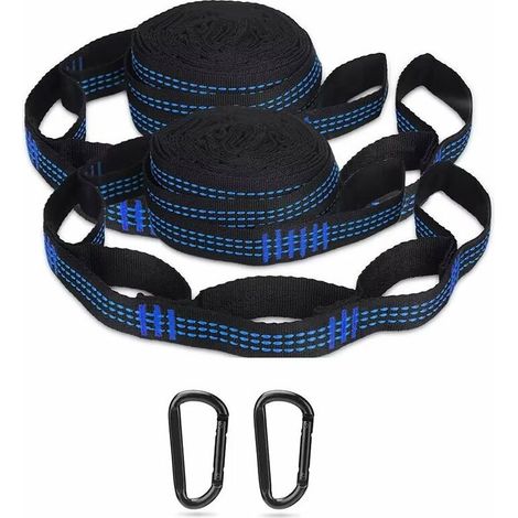 Sangles de Hamac pour Hamac, Fauteuil Suspendu, Balançoire, Fixation Hamac de Camping, Randonnée, Extérieur avec 2 Cordes Hamac + 2 Mousquetons à Crochets, (1/5)