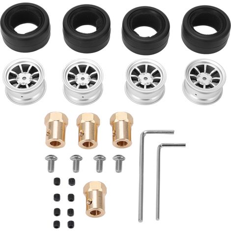 Jeu de 4 moyeux de roue caoutchouc 12mm laiton pour pièces RC WPL D12 (1/5)