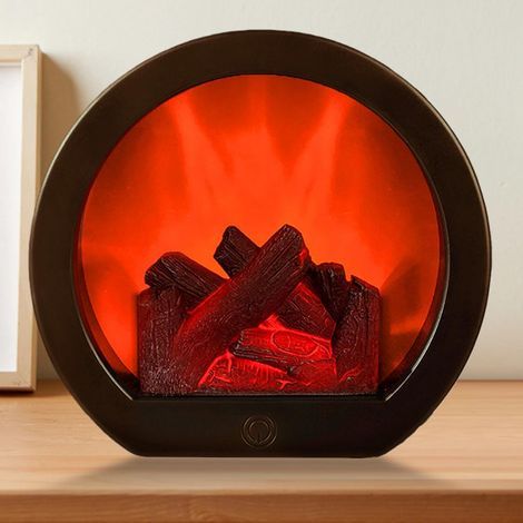 Decorative electric LED fireplace with flame effect, USB and battery powered, for living room, bedroom, cafe (1/5)