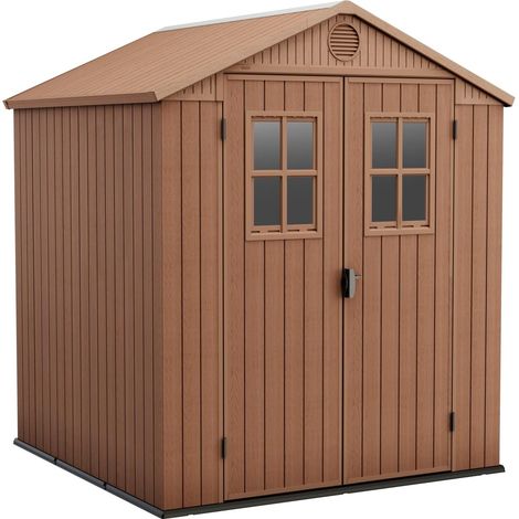 Casetta Keter DARWIN due porte in resina effetto legno con pavimento 190x183x221 cm portata massima tetto 75 kg/m2