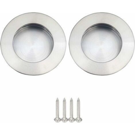 Poignée de porte coulissante 65mm - Acier inoxydable 304, finition satinée - pour portes bois (1/5)