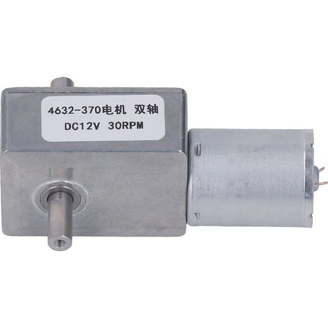 Moteur à réduction de vitesse 12 V CC, entièrement métallique, à double arbre et engrenage à vis sans fin, 4632-370, 30 tr/min (1/5)