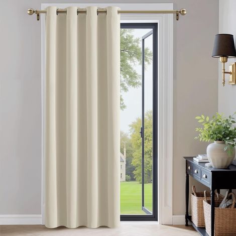 Rideau Beige Décoration Fenêtre Isolation Thermique Tenture Occultant anti Chaleur Froid et UV,Oeillets,Salon Maison Chambre, Boquer Lumiere,132x210cm, 1 Pièce,Beige Clair (1/5)