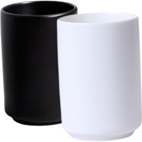 Ensemble de 2 tasses à eau en céramique de style japonais, tasses à thé minimalistes pour boissons à café et porte-brosse à dents (1/5)