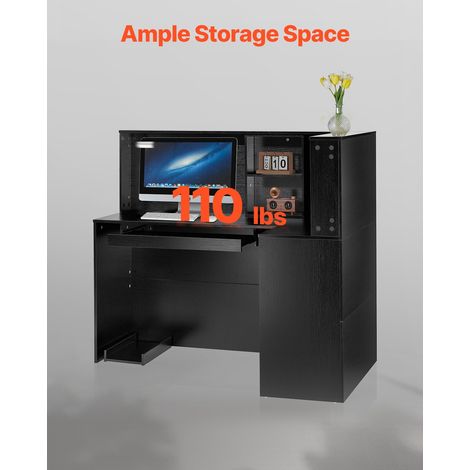Comptoir de Réception 140x80x120 cm, Banque d'Accueil en Forme de L, Bureau de Réception avec Tiroir, Plateau de Clavier et Armoire… (1/5)