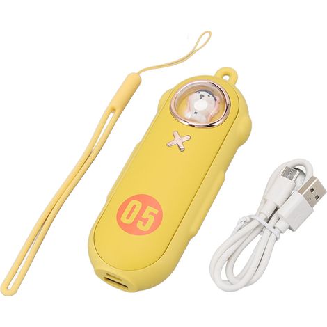 Chauffe-mains numérique USB rechargeable, 4 niveaux réglables, design mignon, batterie externe jaune pour voyage (1/5)