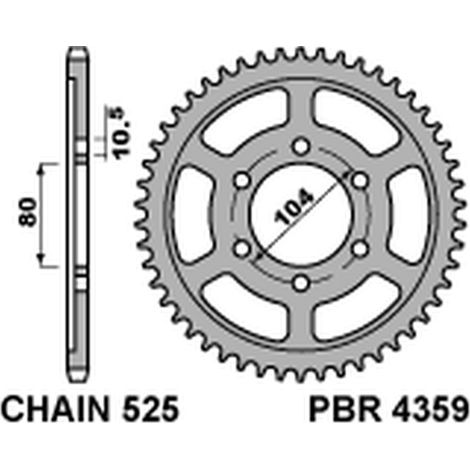 Piñón trasero PBR JTR1489 de 44 dientes, acero, duradero, resistente, ligero y robusto.