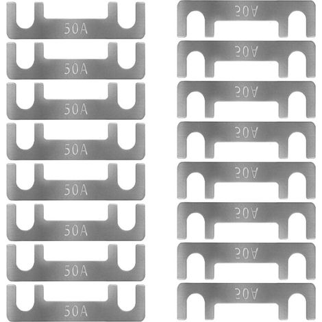 Bande de Fusible Plat Fusible de Voiture Fusibles Plats pour Auto 16pcs Lame de Fusibles pour Auto/Truck/RV/Camion/Moto (50A) (1/4)