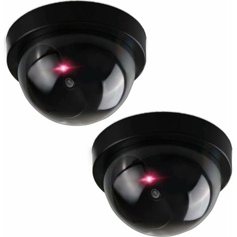 Telecamera di sicurezza finta - Set realistico di 2 mini telecamere di sicurezza finte - Telecamera finta per esterni resistente e affidabile - Telecamere finte a batteria con luce rossa - Facile inst