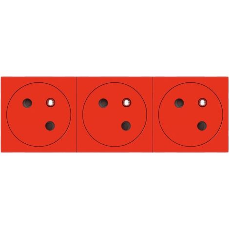 Legrand 077173L Triple 2P+E power outlet Mosaic Link surface-mounted with side connection, 6 modules - red