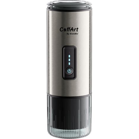 Macchina da caffè espresso da viaggio, ricarica USB, compatibile con diverse capsule, colore argento. (1/2)