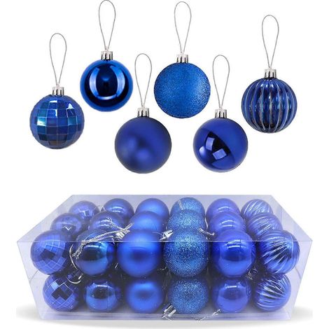 Lot de 36 boules de Noël incassables à suspendre au sapin, brillantes et scintillantes, avec boucle de suspension pour sapin de Noël et mariage. (1/5)