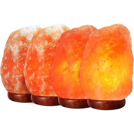 Lampe de sel décorative en sel de l'Himalaya avec socle en bois, idéale pour la chambre, le salon ou le bureau. Poids : 1 à 2 kg. Longueur du câble : 12 à 15 cm. Prise américaine. (1/5)