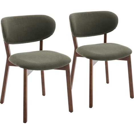 2er-Set dunkle Holzstühle mit Khaki-Grün-Schlingenstoff AURA (1/5)