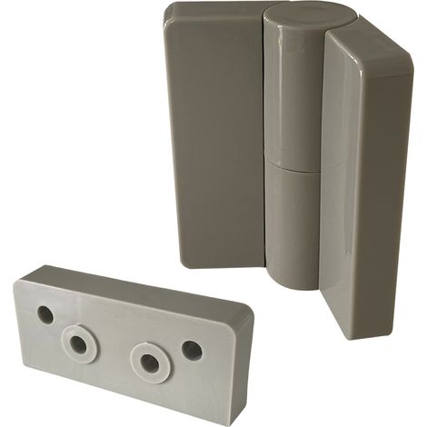 Paumelle droite en nylon avec cache vis + cale de paumelle pour cabines sanitaires - RAL 7038 HOMEWELL (1/2)