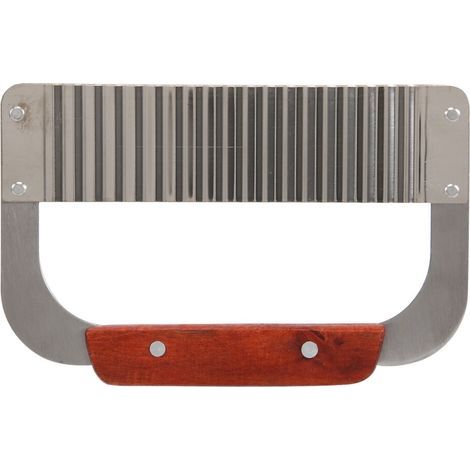 Coupe-frites en acier inoxydable avec manche en bois (1/4)