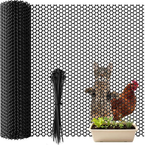 Clôture en Maille Plastique Rouleau de Grillage à Poule 40 cm x 3 m (1/5)