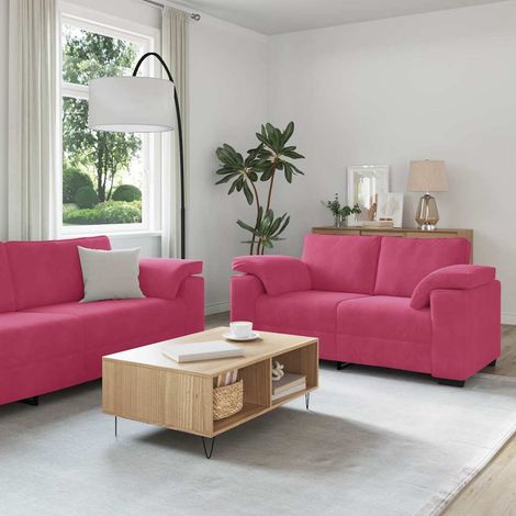 vidaXL Ensemble de canapé 2 pcs avec coussins velours rouge bordeaux (1/5)