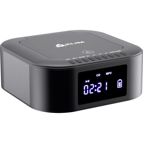 Boombox E1 Poste Radio CD Portable - Extra Bass Subwoofer - Bluetooth USB Tuner FM avec Présélections Automatiques, Batterie Rechargeable Longue Durée, Port Auxiliaire Universel - Noir (1/5)