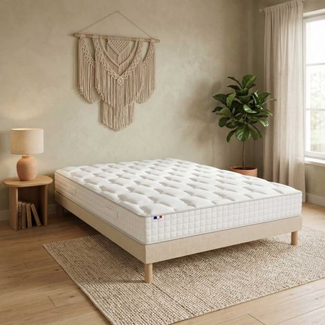Ensemble matelas ressorts H24cm sommier en kit 140x200cm beige (1/5)