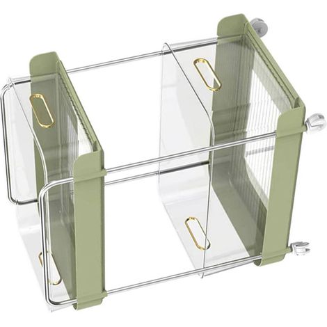 Chariot roulant à 2 niveaux, grande capacité, chariot utilitaire mobile, organisateur de rangement pour livres et aliments, pour la cuisine, vert, large (1/5)
