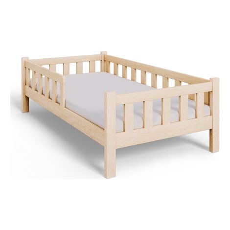 Letto per bambini PINI 160x80 in legno non verniciato con materasso - Naturale