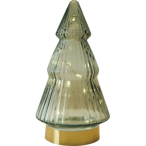Lumineo LED Baum Hellgrau transparent Ø 10,5 cm Höhe 19,5 cm - warmweiß