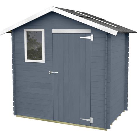 Casetta in legno con porta finestrata deposito da giardino "Made in Italy" 198 x 130 x h 205 cm -Grigio (1/5)