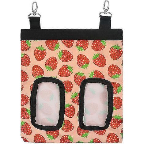 Sac à provisions à deux trous en forme de fraise pour lapin, sac à foin suspendu pour cochon d'Inde, sac de rangement pour nourriture pour petits animaux [jkw] (1/5)