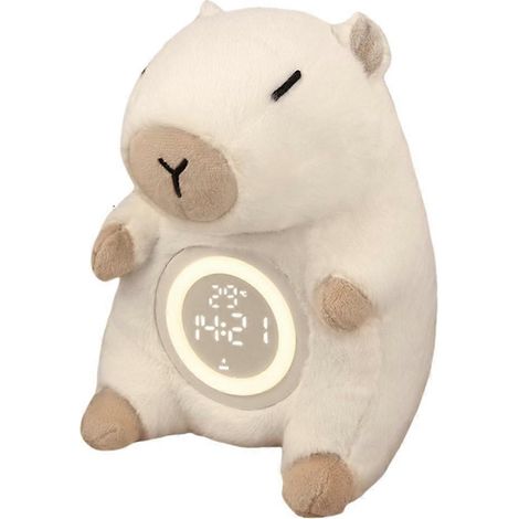Réveil numérique miniature en peluche à motif Kapibala, veilleuse rechargeable par USB, idéal pour la décoration de chambre. (1/5)