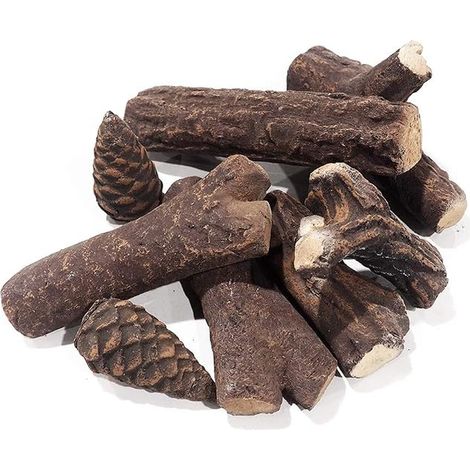 Ceramic Logs for Bioethanol Fires Decorative Artificial Logs for Gas Fires Smokeless Pine Wood Logs for Electric Fireplaces (1/2)