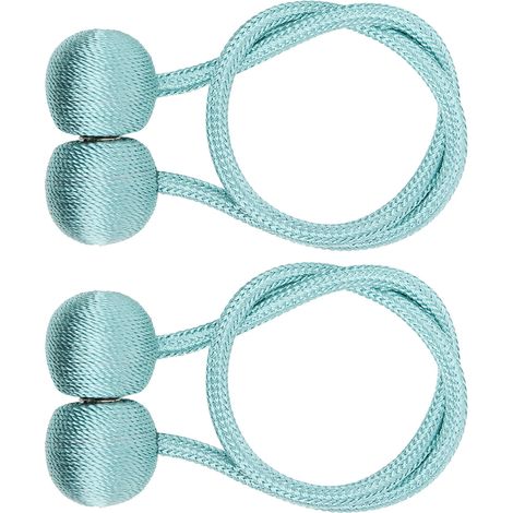 Lot de 2 embrasses magnétiques robustes pour rideaux, avec boucle de fixation, accessoires décoratifs pour fenêtres (bleu-vert) (1/5)