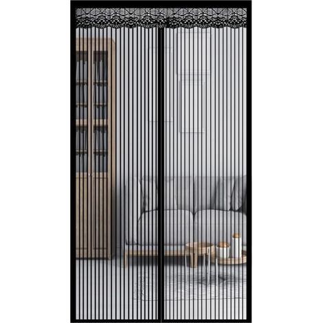 Moustiquaire de Porte Magnétique Rideau de Porte Antimoustique avec Fermeture Aimantée Sans Perçage pour Porte de Balcon, porte Cave, Porte de Terrasse (120 220cm) café rayé-DOU