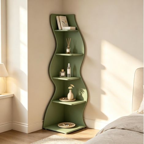 Scaffale angolare da terra a 5 livelli verde 50 x 50 x 182,5 cm OKWISH (1/5)