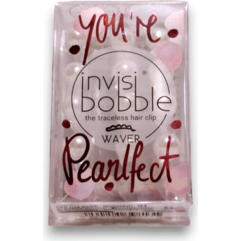 Set trio Invisibobble Waver You're Pearlfect, Haarspangen, Klarglas, hoher Komfort, Design ohne scharfe Kanten, 3 Stück.