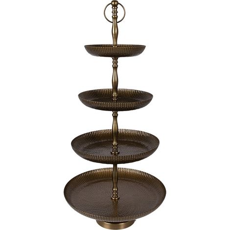 Étagère de Présentation Ronde en Aluminium Doré Ø 37 x 79 cm pour Salon - PANGIVO (1/4)