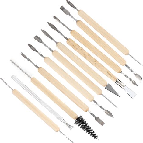11 couteaux à sculpter l'argile souple, outils de poterie multifonctionnels en acier inoxydable avec sac de rangement pour projets de bricolage (1/5)