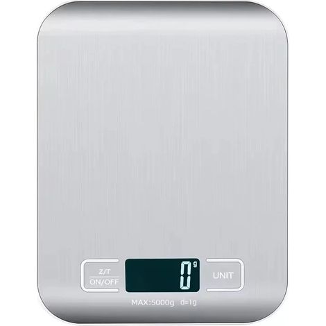 Balance de cuisine numérique avec affichage LED, capacité 5 kg/1 g, panneau en acier inoxydable, idéale pour la maison, les bijoux, les aliments et les en-cas. Pesez vos ustensiles de cuisine et vos a (1/5)