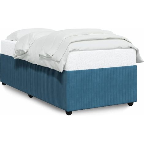 Lit simple,Lit adulte,Cadre de lit sans matelas bleu 90x190 cm velours CFW2776018 (1/5)