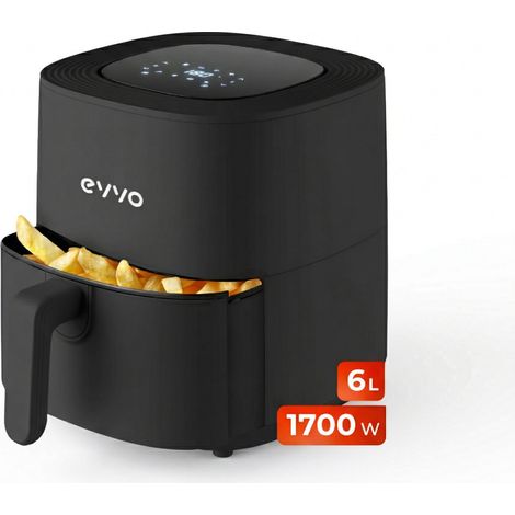 EVVO Freidora sin aceite Tasty Fryer - 6 litros, 1700W, Tecnología Dual Cyclone, Multifunción, hasta 200º