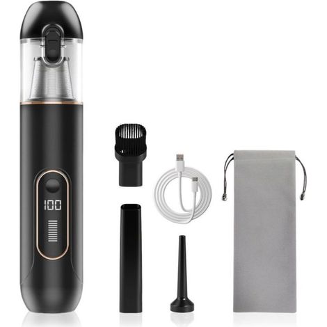 Aspirateur à main sans fil 13000 Pa, mini design pour auto, PC, canapé et maison. Nettoyage des fissures, fonction soufflage, batterie 1800 mAh.