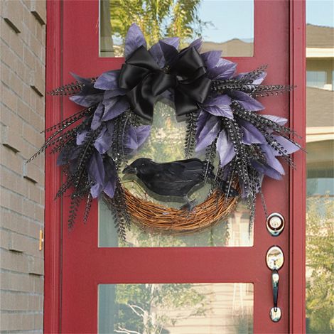 Guirlande Porte - Couronne Simulée en Rotin avec Nœud Papillon et Corbeau - Décoration Intérieure Extérieure pour Fête Maison Printemps Été - 1 Pièce (1/5)